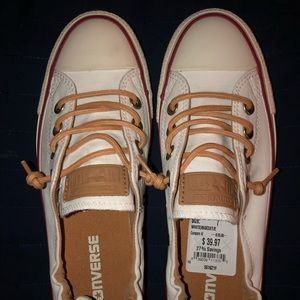 White leather converse shoes